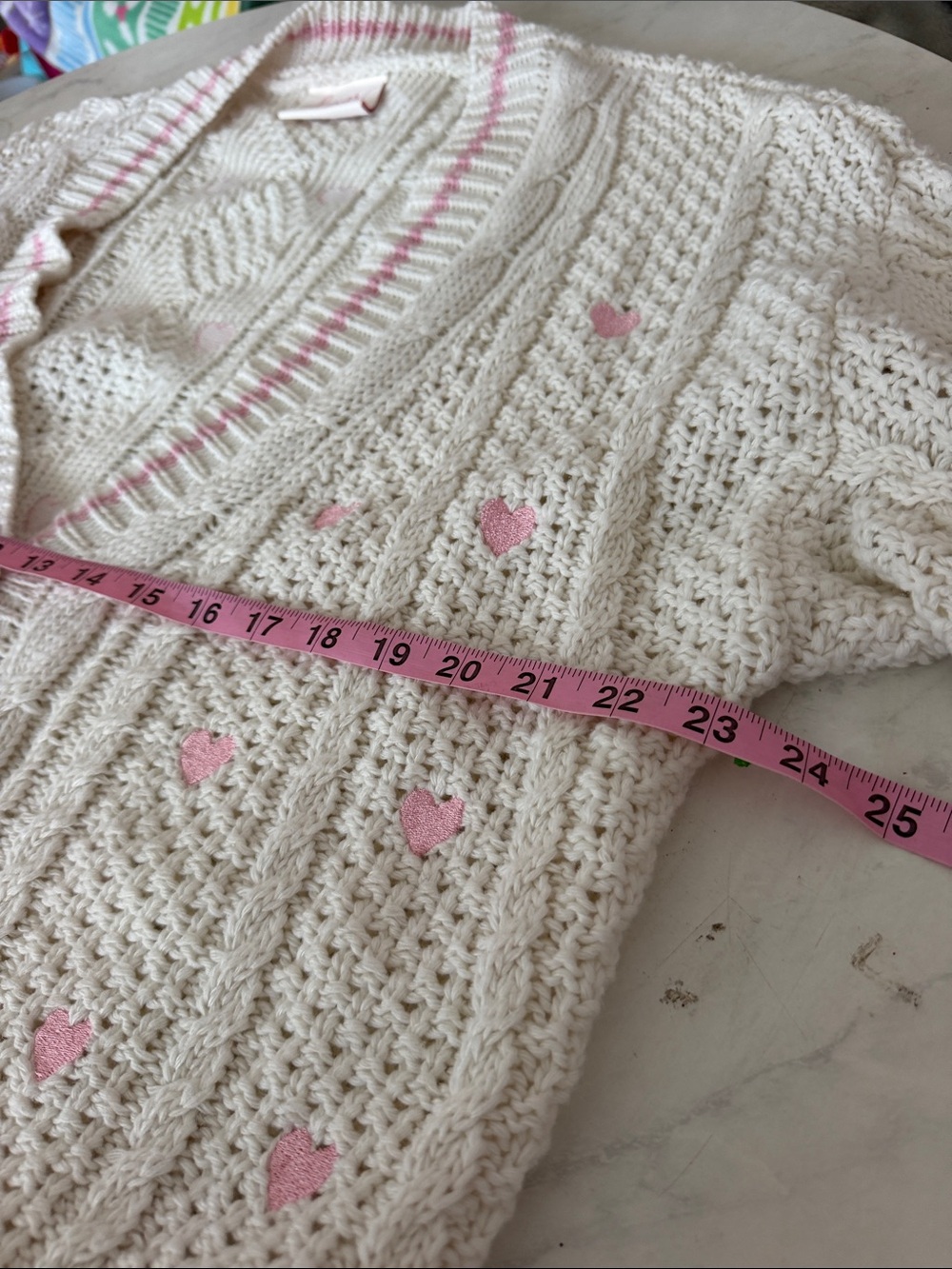 Taylor Swift Lover Cream Cardigan with Pink Hearts - Picture 9 of 10